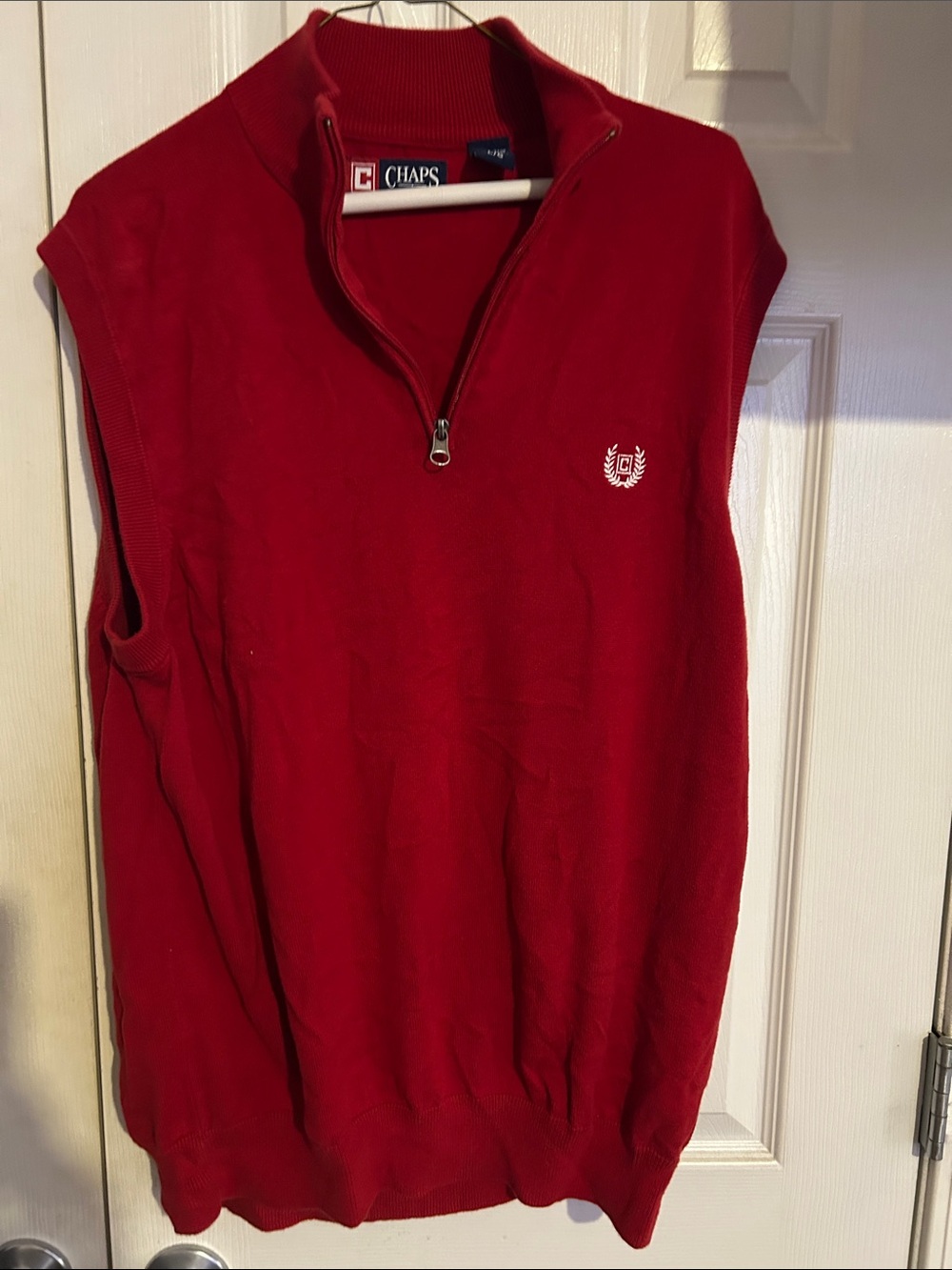 Chaps Men's Red Zip-Neck Sweater Vest